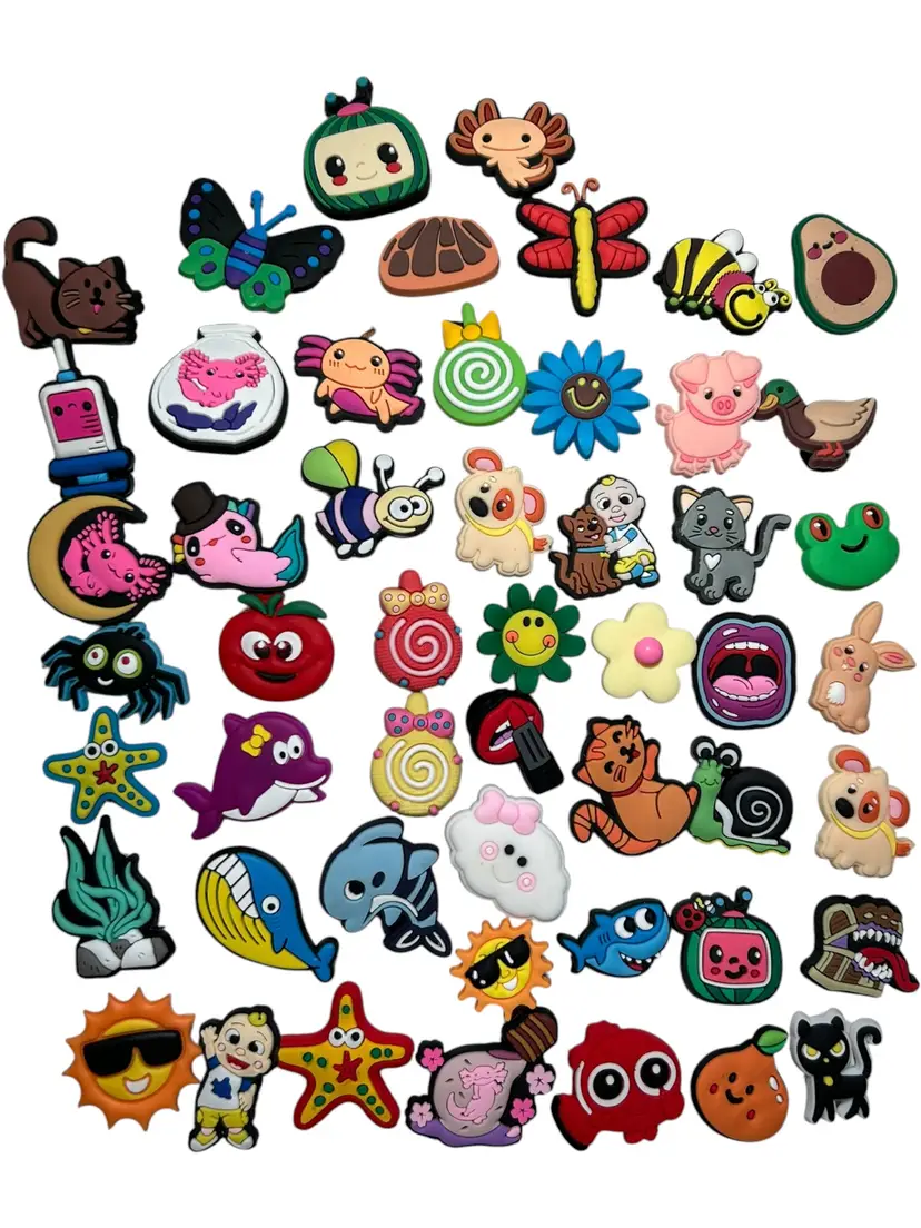 Large Lot of 51 Assorted Croc Charm Jibbitzs