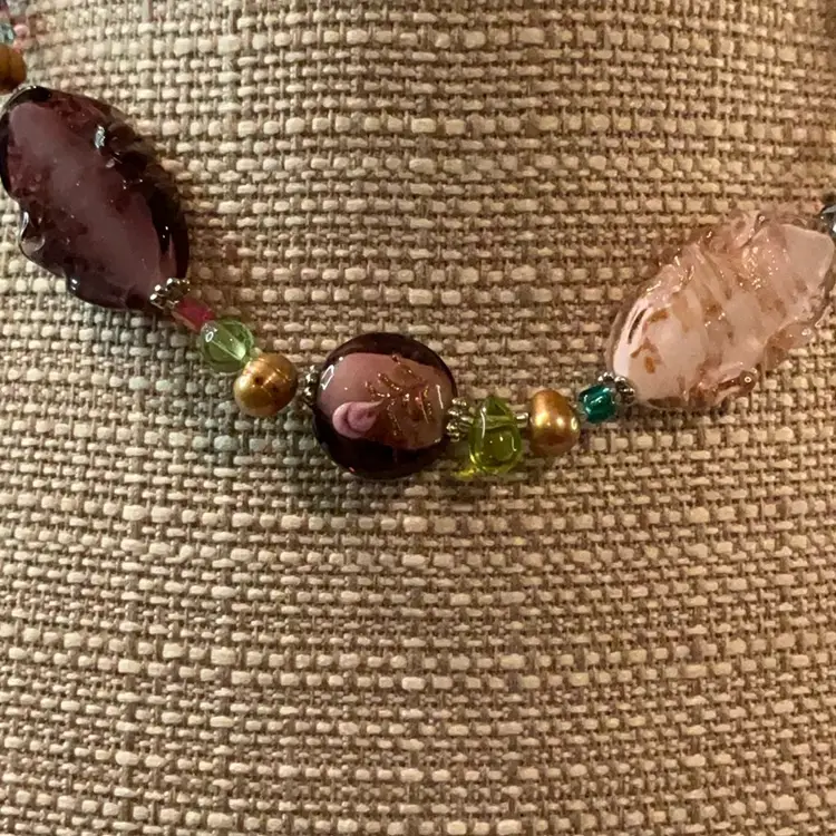 #015- Premier Designs Ruffled Art Glass Necklace
