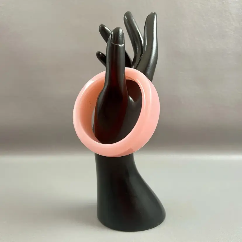 Retro Acrylic Plastic Light Pink Bangle Bracelet Chunky 80s Asymmetrical Vtg