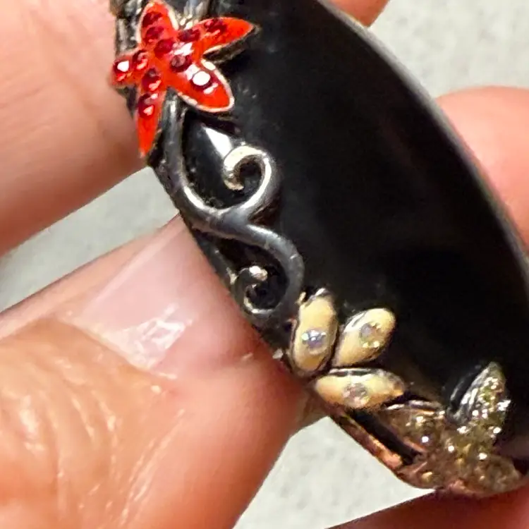 David Signal Onyx And Floral Enamel Enhancer Pendant