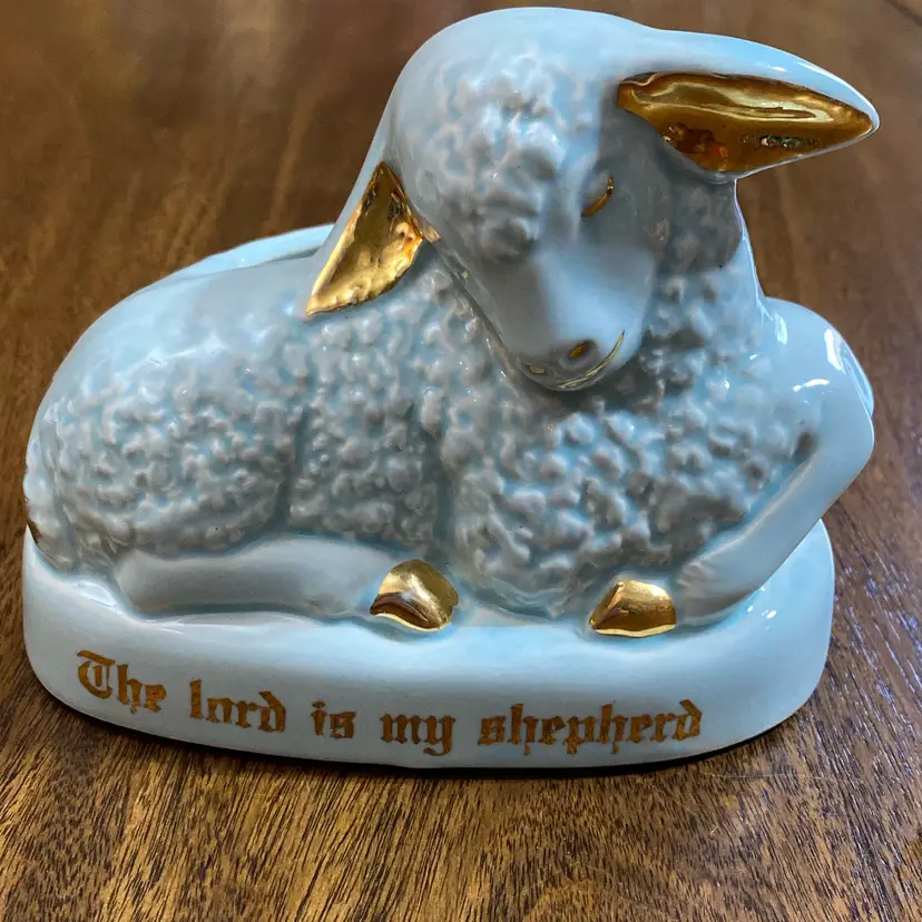 USA Pottery “The Lord Is My Shepherd” Blue Lamb Planter