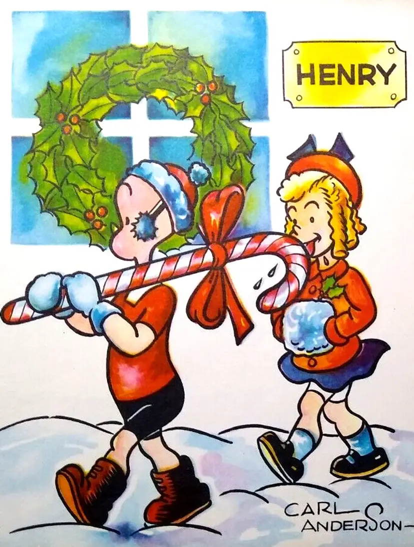 Henry Christmas Greeting Card Famous Comics 1951 King Features Carl Anderson