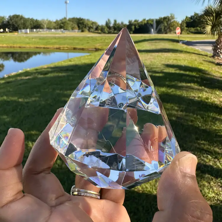 Tiffany and Co Faceted Solid Crystal Diamond Figural Paperweight 3.5”