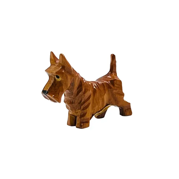 MINIATURE CARVED WOOD SCOTTIE DOG