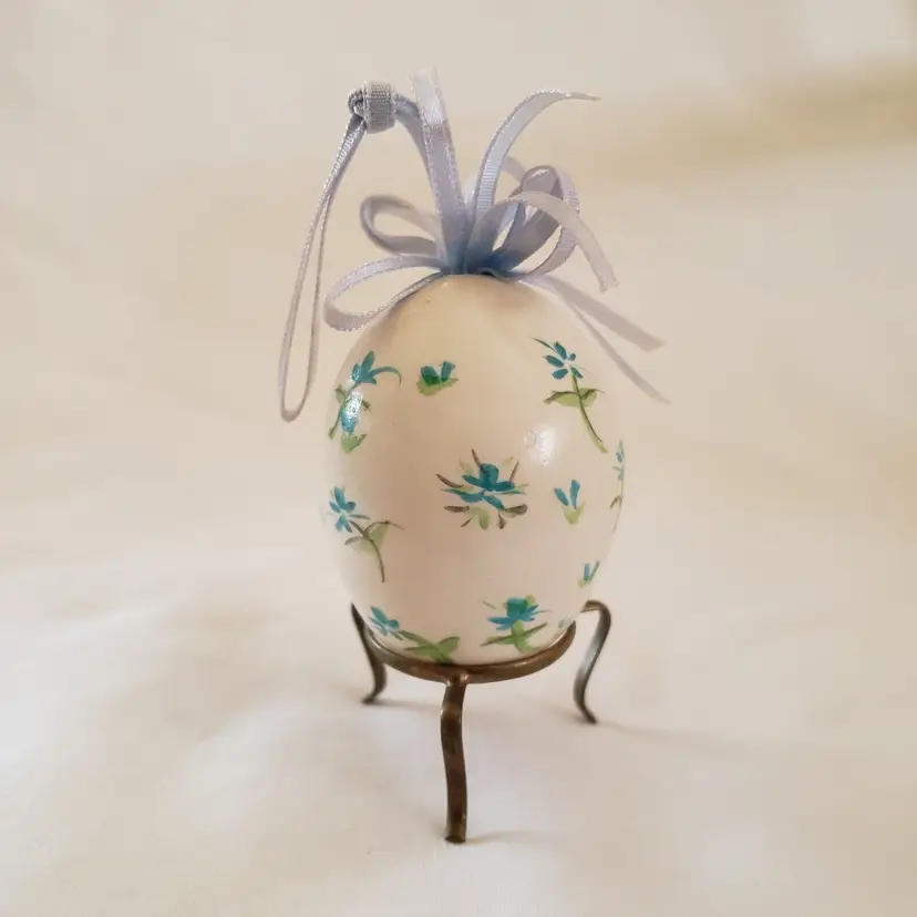 Easter Egg Tree Ornament Hollow Handpainted Egg Shell with Stand or Hanging