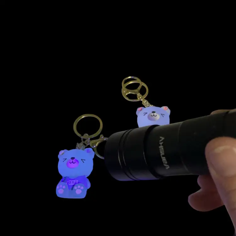 Set Of 2 Bear Keychains/ Bag Clips. Pink Bear & Blue Bear 🐻 They GLOW!!!