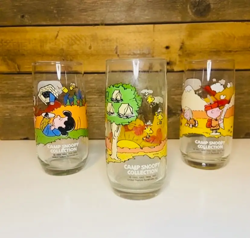 1983 McDonalds Camp Snoopy Drinking Tumblers Set of 3 Nostalgic Memorabilia Retro Pop Culture