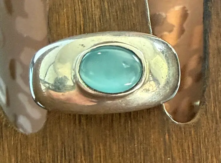 Sterling Silver With Blue Moonstone Ring Size 6.5
