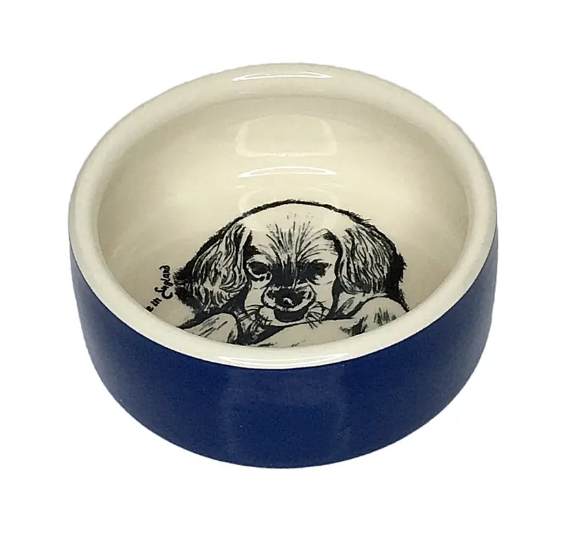 Mason Cash Made in England Dog Bowl Dish Puppy Inside Signed