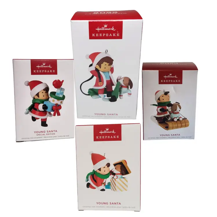 Hallmark Young Santa Lot of 4 Keepsake Ornaments Full Series