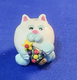 Christmas Shirley's Cats - White Holding Christmas Tree