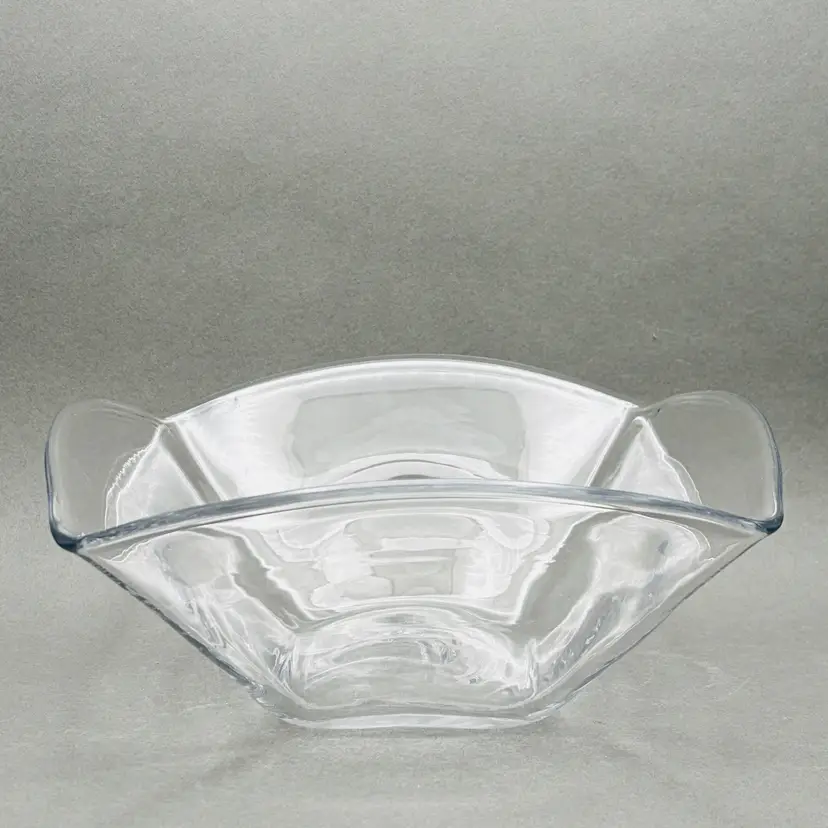 Vintage Simon Pearce Handblown Crystal “Woodbury” 10 Inch Square Bowl