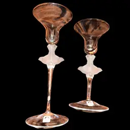 Pair of Sasaki Crystal Clear Candle Holders Japan