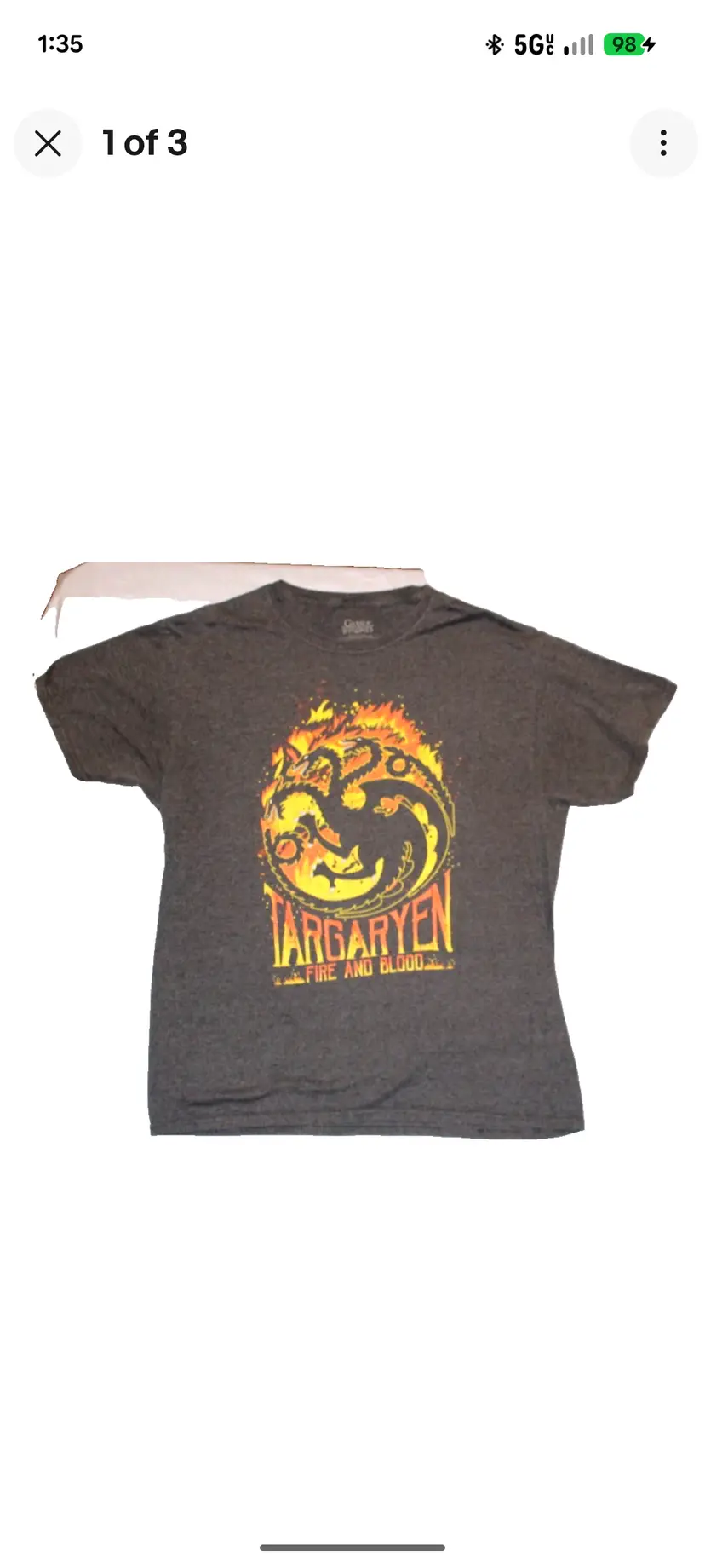 Game of Thrones "Targaryen Fire and Blood" Men Large T-Shirt