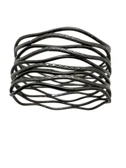 Silver Toned Multi Row Wave Effect Bracelet With Layered Open Design