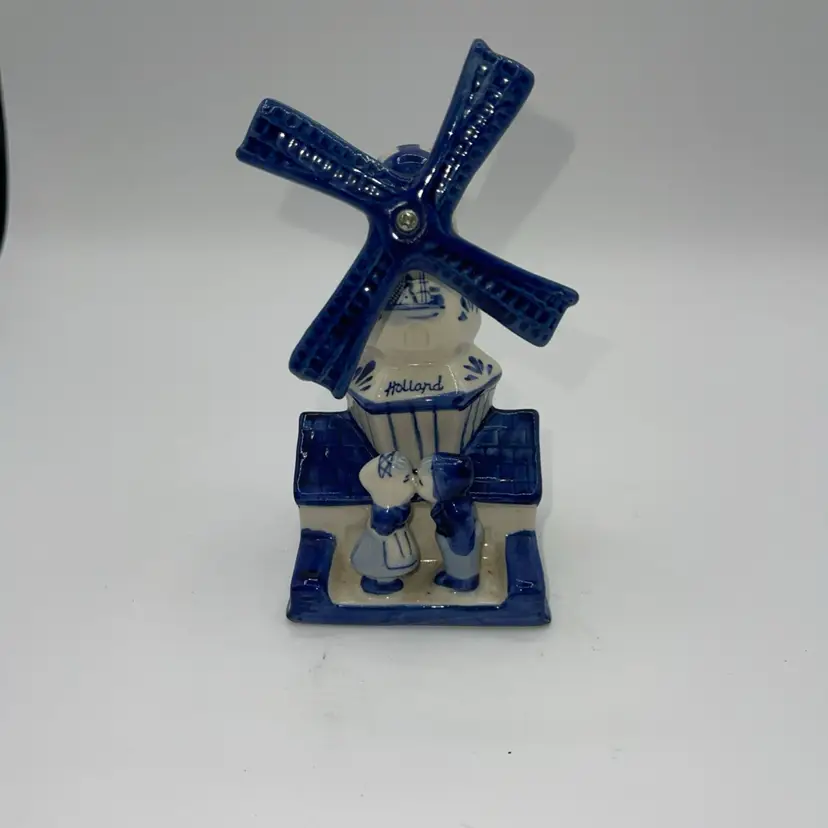 Hand Painted Delft Blue Holland Windmill Figurine – Signed & Numbered
