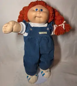 Vintage Cabbage Patch Kids Doll W/ Blue Corduroy Overalls, Blue Eyes, Shoes 1982