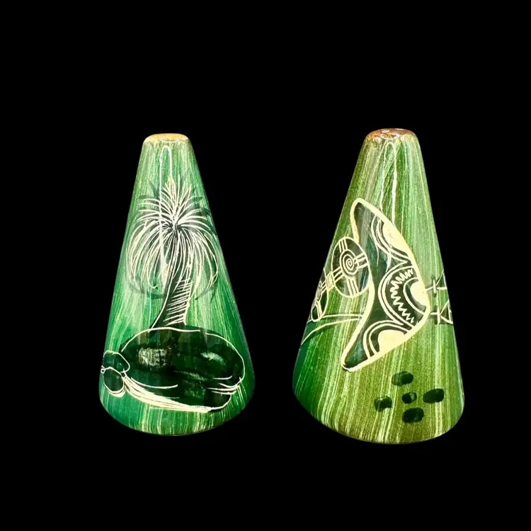 Vintage SALT & PEPPER SHAKER SET HAND PAINTED FLORENZ AUSTRALIA Approx. 4" tall