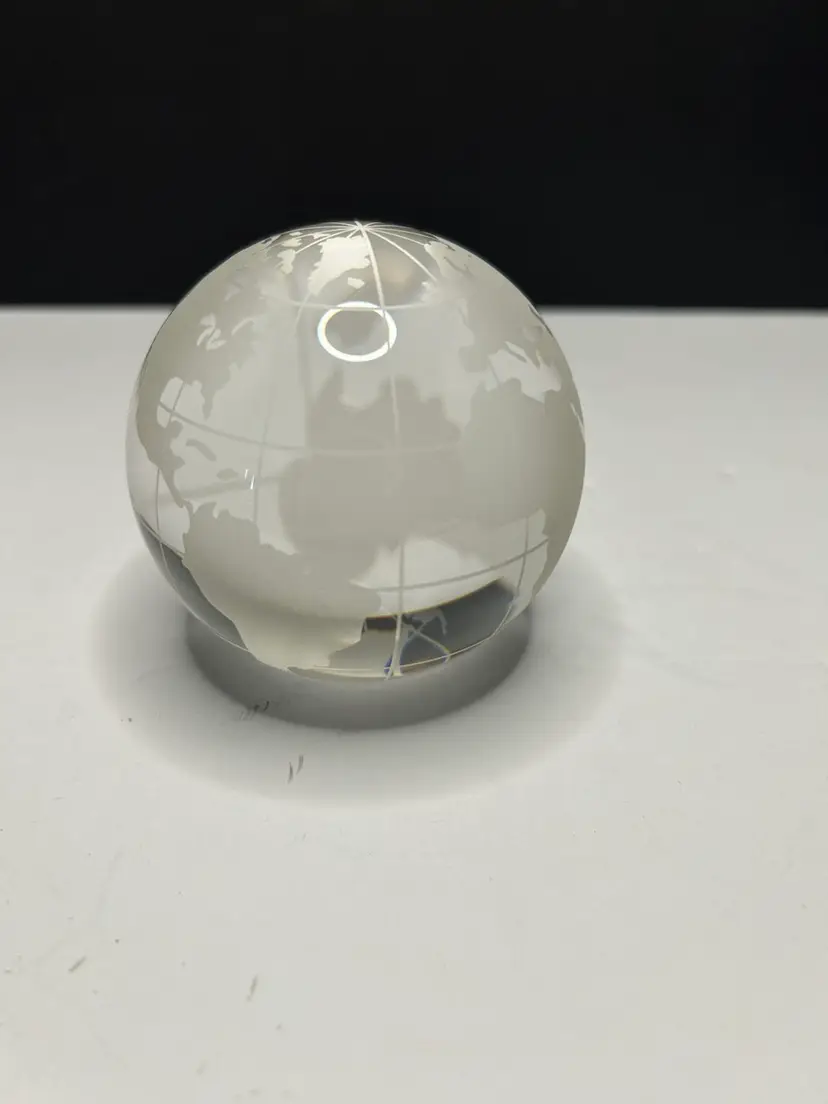 Etched Glass Clear And Frosted 3 In Round Globe Unmarked