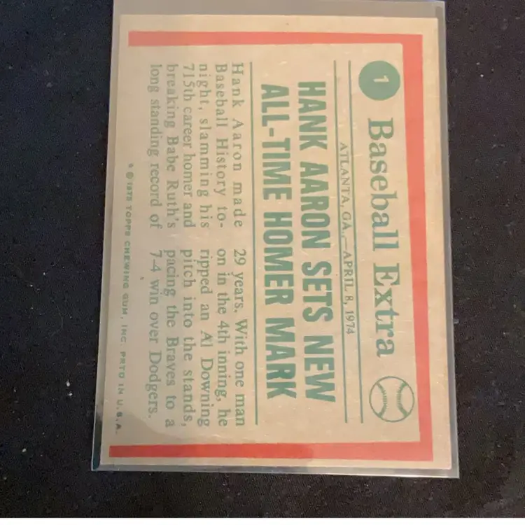 1975 Topps  #1 Hank Aaron 74 Highlights