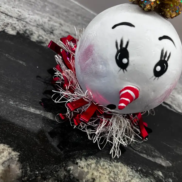 Made By Me Christmas Kitschy Snow Lady Bottle Brush Head Holiday Tabletop decor