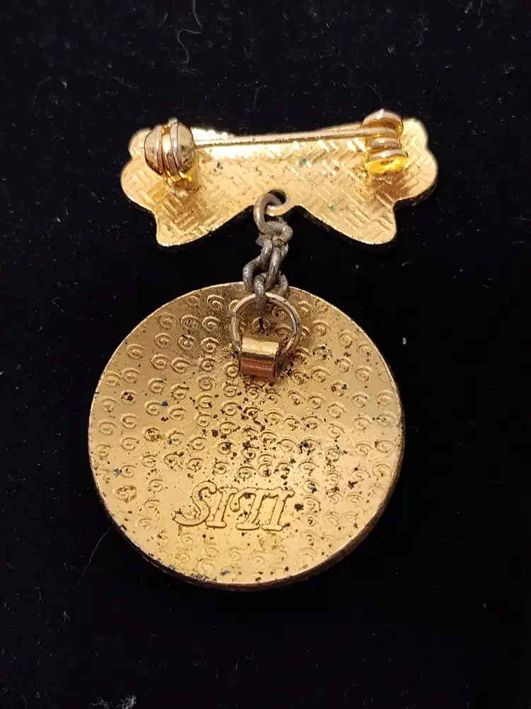 Cloisonne' Iris Flower & Bow Brooch