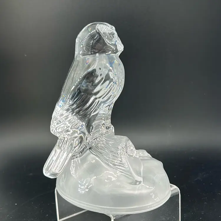 Clear Lead Crystal Owl Sitting Branch Cristal Darque France