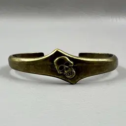 Electric America Metal Skull Cuff Bracelet Gold Tone Gothic 2X3" Costume