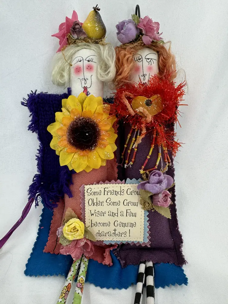 "Some Friends Grow Older, Some Grow Wiser, and a few become Genuine Characters" Red Lip Studio For Silvestri	13.5 tall 5.5 wide