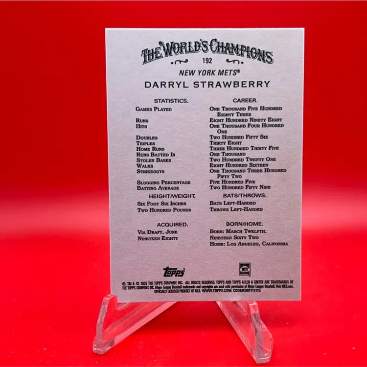 Darryl Strawberry 2025 Topps Allen & Ginter Foil Filagree New York Mets