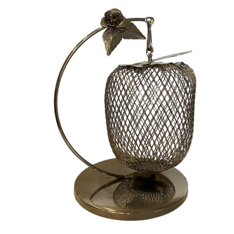 Vintage Silver Tone Wire Mesh Hanging Apple Potpourri Holder
