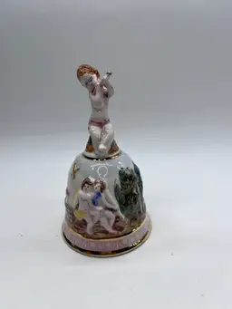 CAPODIMONTE Italy Hand Painted Angel Cherub Porcelain Bell Circa 1960/1970