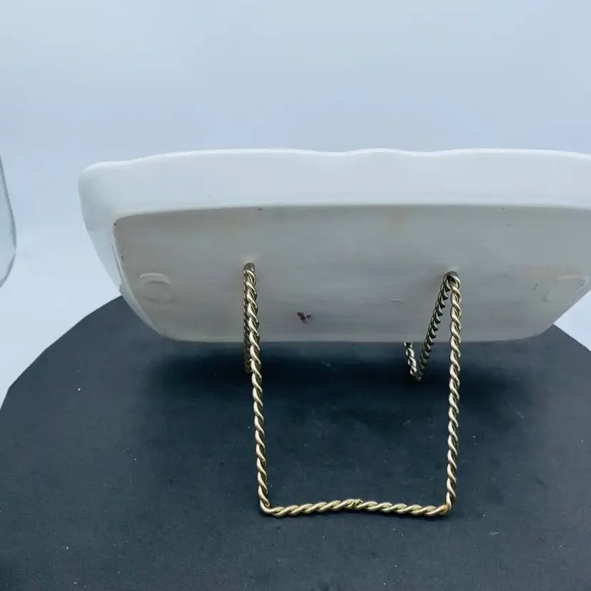 #1517 Bavaria Germany white roses vanity tray pretty German platter Lilac Colour