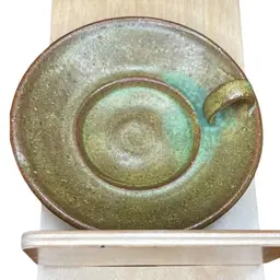 Handmade Green Pottery Candle/Jewelry/Trinket Dish Possibly Vintage Carolina Pottery/Redware