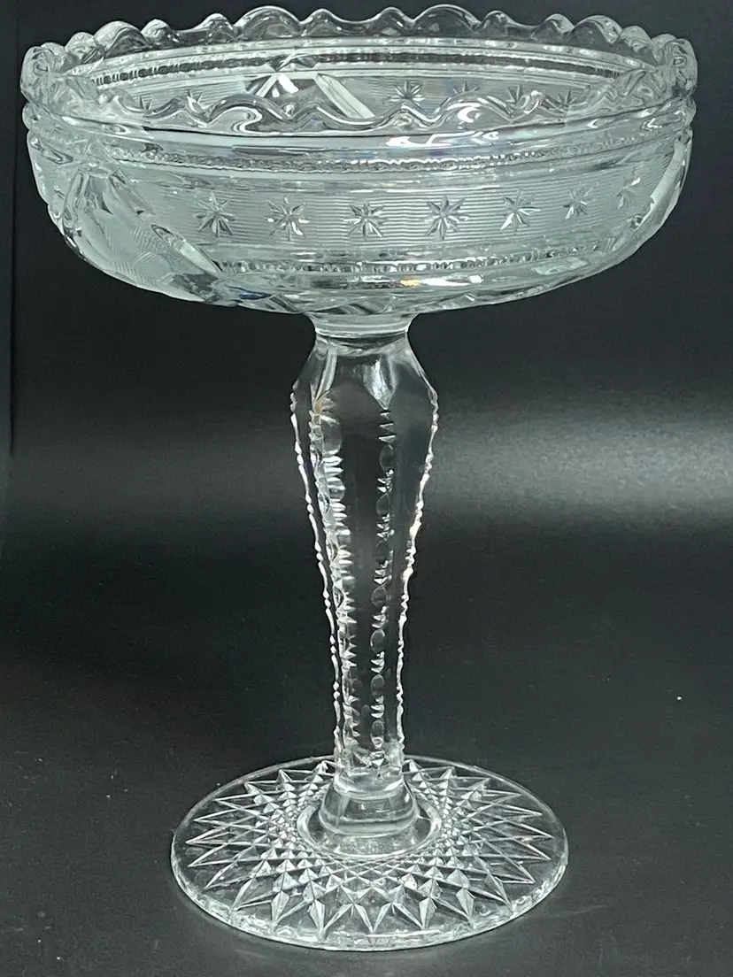 McKee Innovation 407 Pedastal Pressed & Cut Glass Tazza Compote