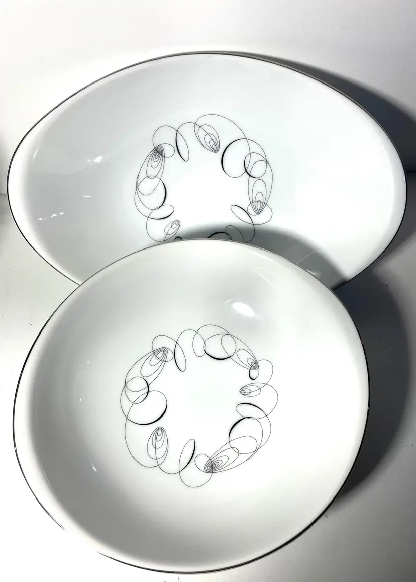 Mid Century Modern Tempo Meito Japan Serving Bowls Round Oval White MCM Design