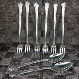 Oneida SPRING GLEN Stainless Distinction Deluxe 6 Cocktail Forks 2 Fruit Spoons