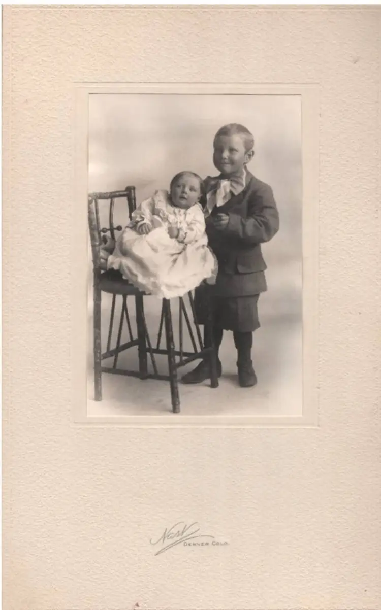 Antique Photograph Boy And Sibling  Studio Portrait Circa 1900