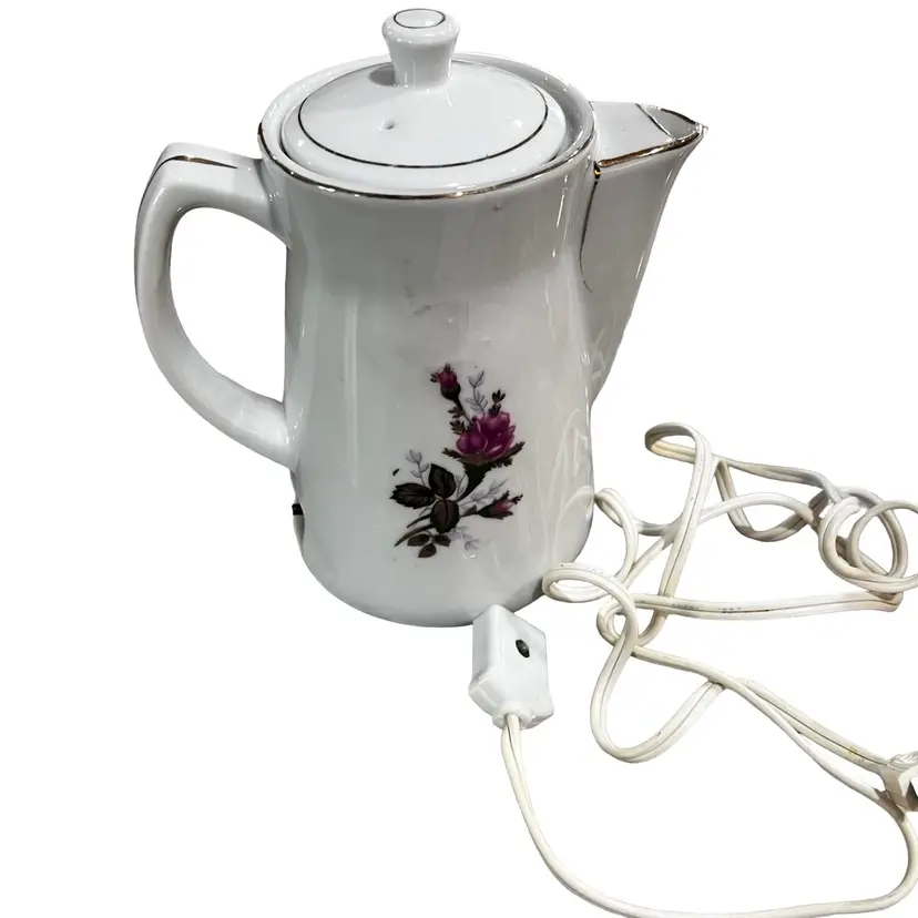 17 Vintage Floral Cottage, Core Farmhouse, Ceramic Percolator