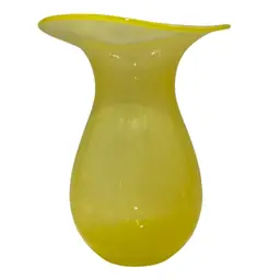 #02 Yellow Hand Blown art glass vase that glows