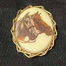 08. Equestrian Double Horse Head Brooch