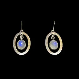 Sterling Moonstone Dangle Earrings French Wire 1.25”