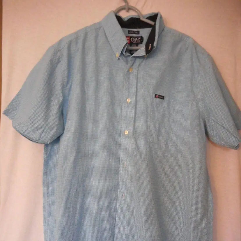 Chaps Short sleeve Size L cotton Blue checked Shirt