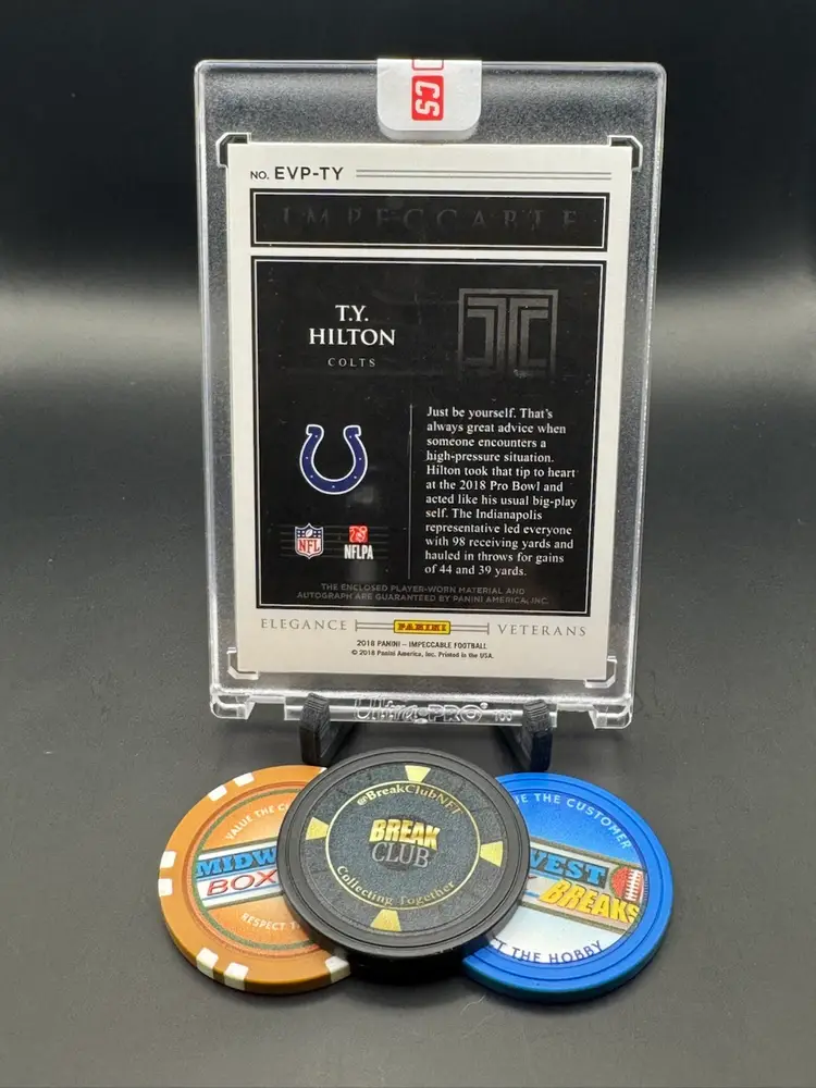 T.y. Hilton Patch Auto 25/25 Bookend 2018 Impeccable Indianapolis Colts