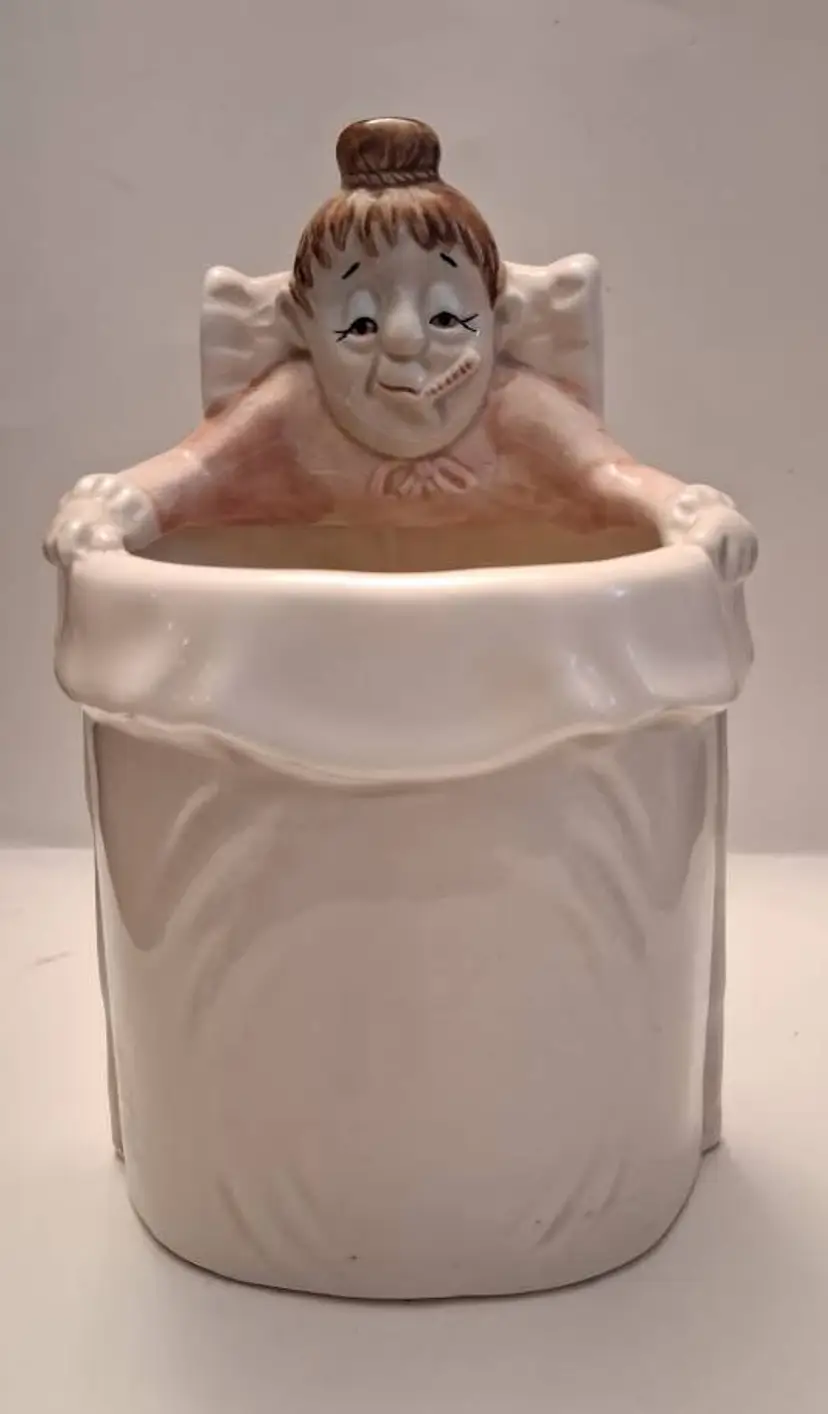 Vintage Fitz And Floyd Omnibus, Ceramic Female Patient Get Well Vase, RARE Female Version!