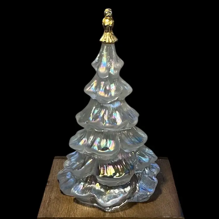 Fenton Glass Christmas Tree White Iridescent Gold Angel | 6.5"