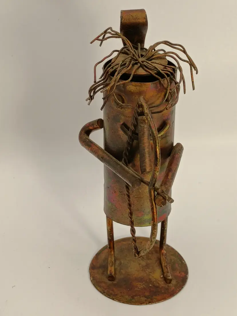 Vintage made in Hong Kong Copper Metal Archer Figurine with Bow and Arrow.