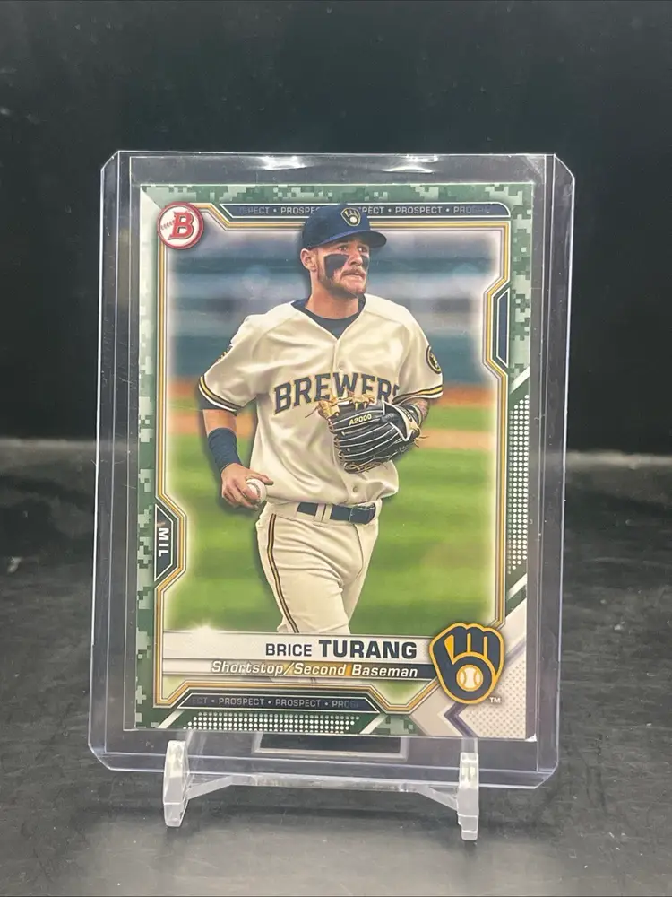 2021 Bowman Brice Turang Camo Parallel Milwaukee Brewers