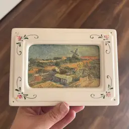 Vintage Ceramic Hand Painted Floral Picture Frame