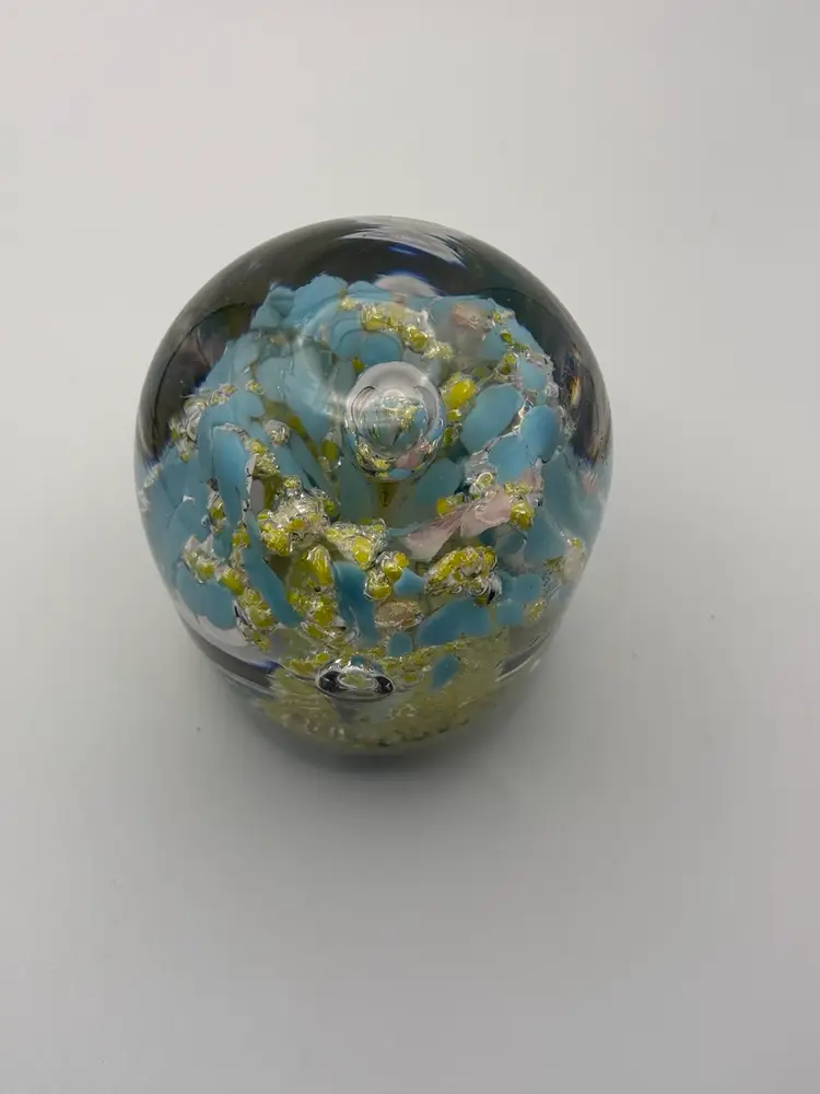 Blue Green Pink Bubble Paperweight